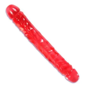 12-inch Large Red Double-ended Penis Dildo with Vein Details