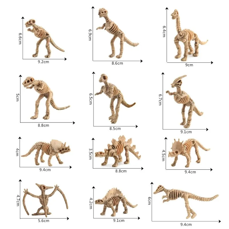 12pcs Dinosaur Skeleton Fossils Assorted Bones Figures Toys Kids Christmas Gift