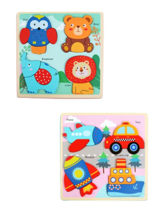 2 Pcs Big size Wooden Puzzles for Toddlers Baby Wood Animal Toys for Kids Jigsaw Puzzle Learning Educational Toys for Toddlers