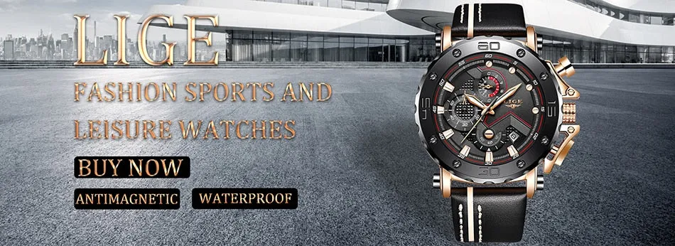 2019 LIGE Quartz Top Brand Luxury Big Dial Military Mens Watch