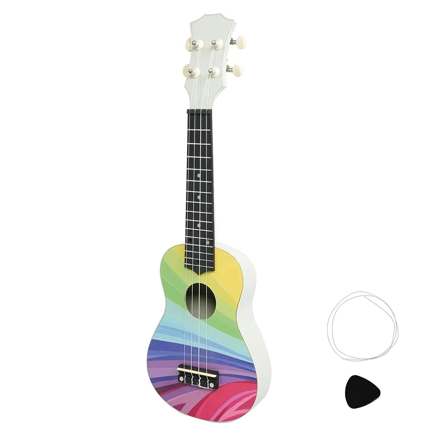 21 Inch Rainbow Soprano Basswood Ukulele Kit for Kids Beginners