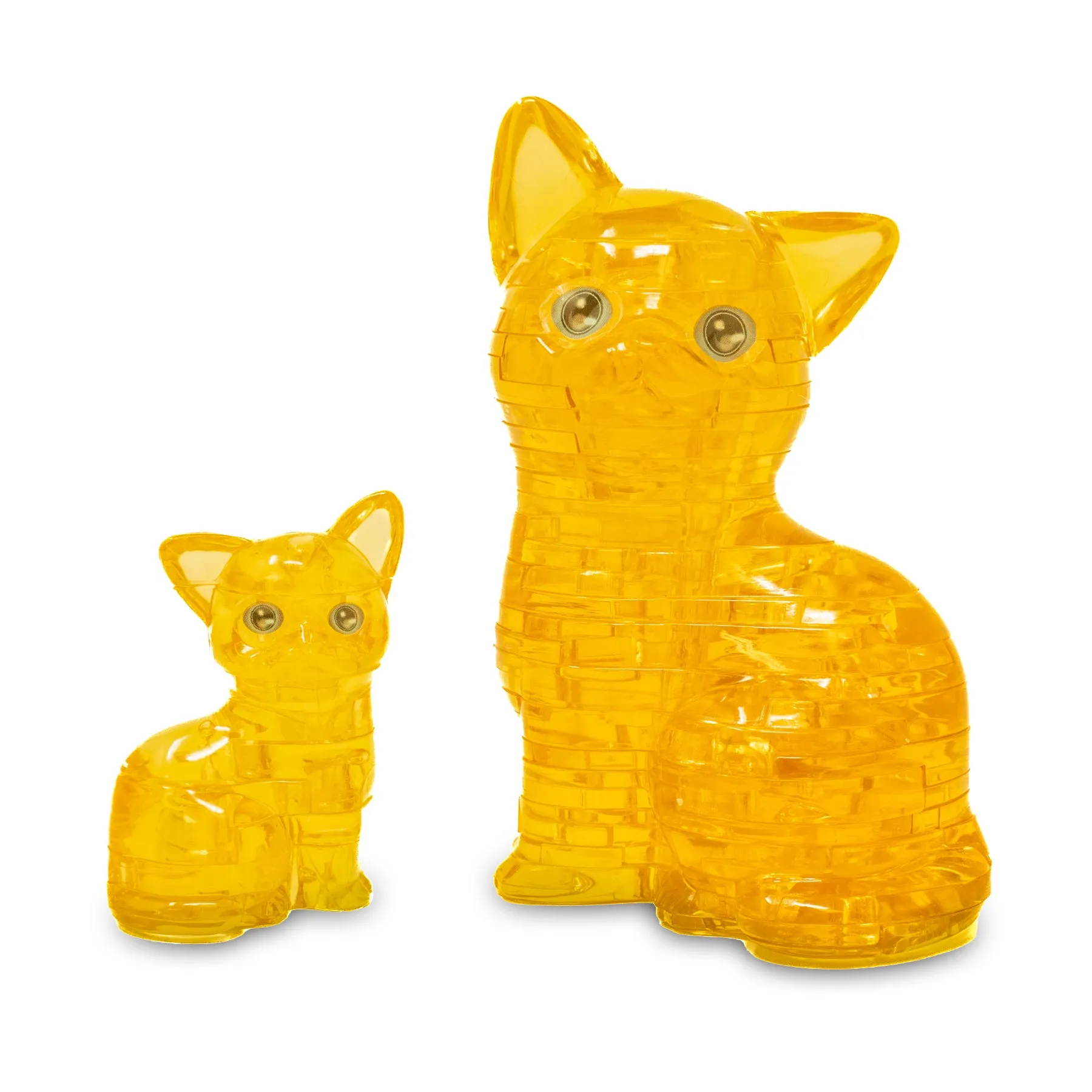3D Crystal Puzzle - Cat & Kitten (Gold): 49 Pcs