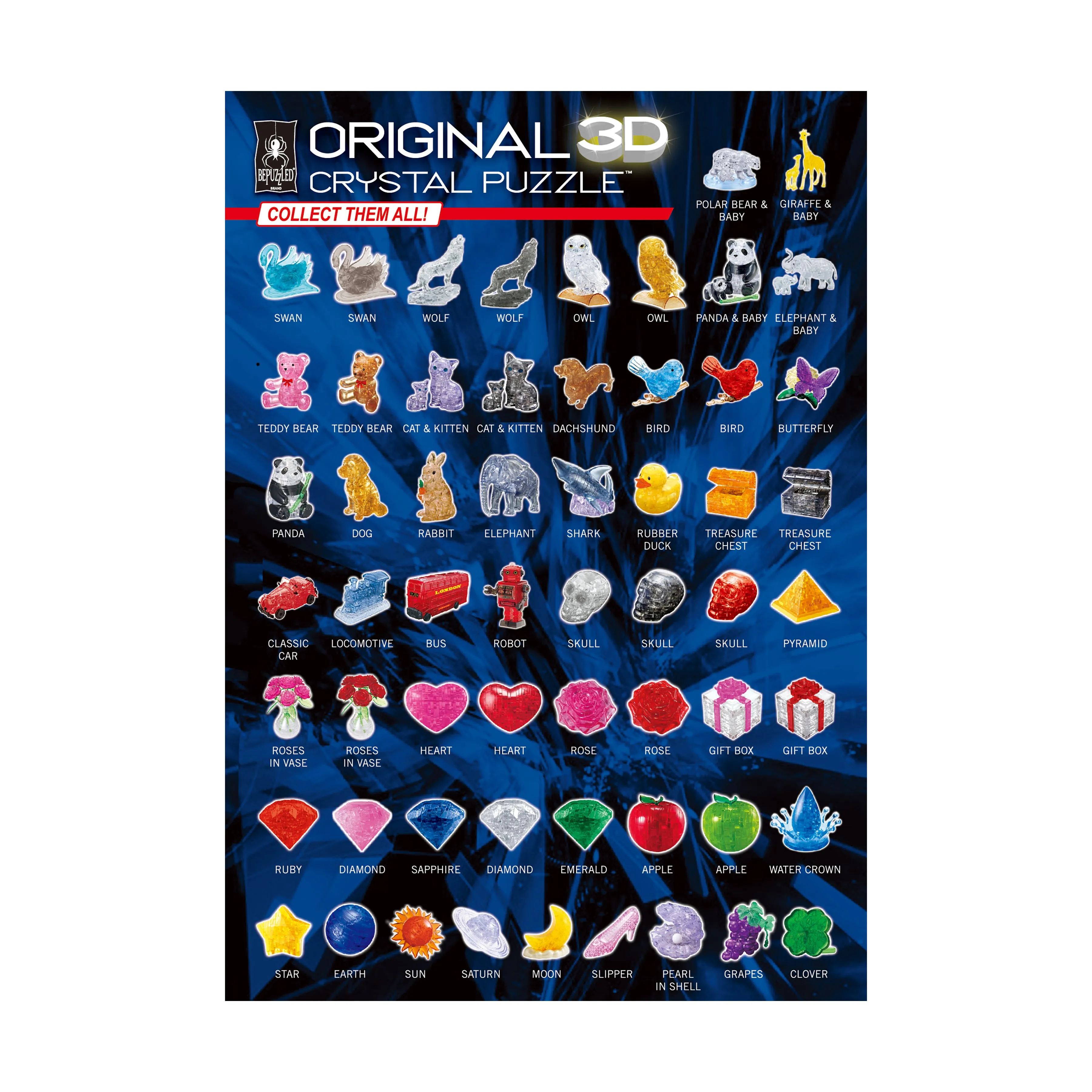 3D Crystal Puzzle - Dog & Puppy (Black): 47 Pcs