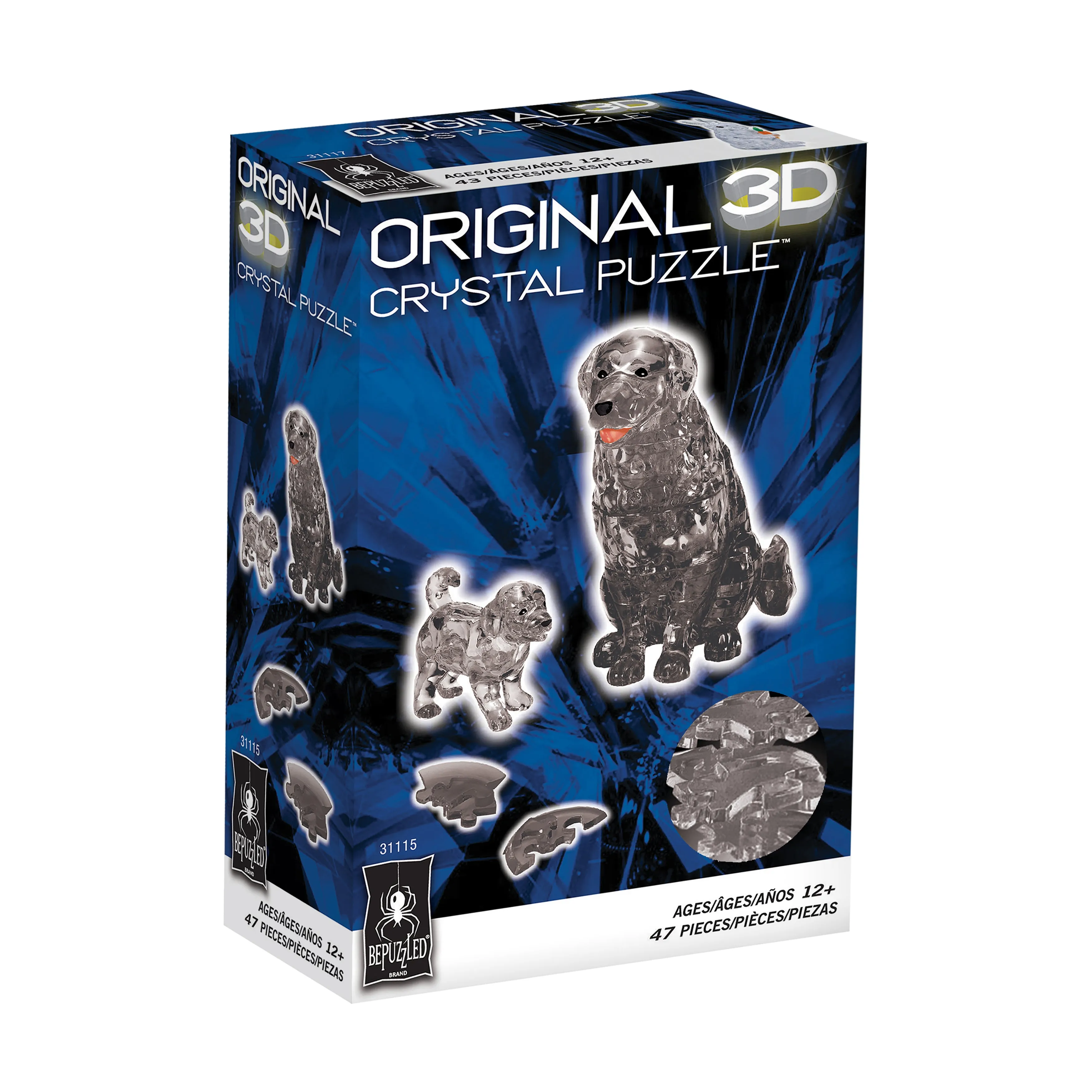 3D Crystal Puzzle - Dog & Puppy (Black): 47 Pcs