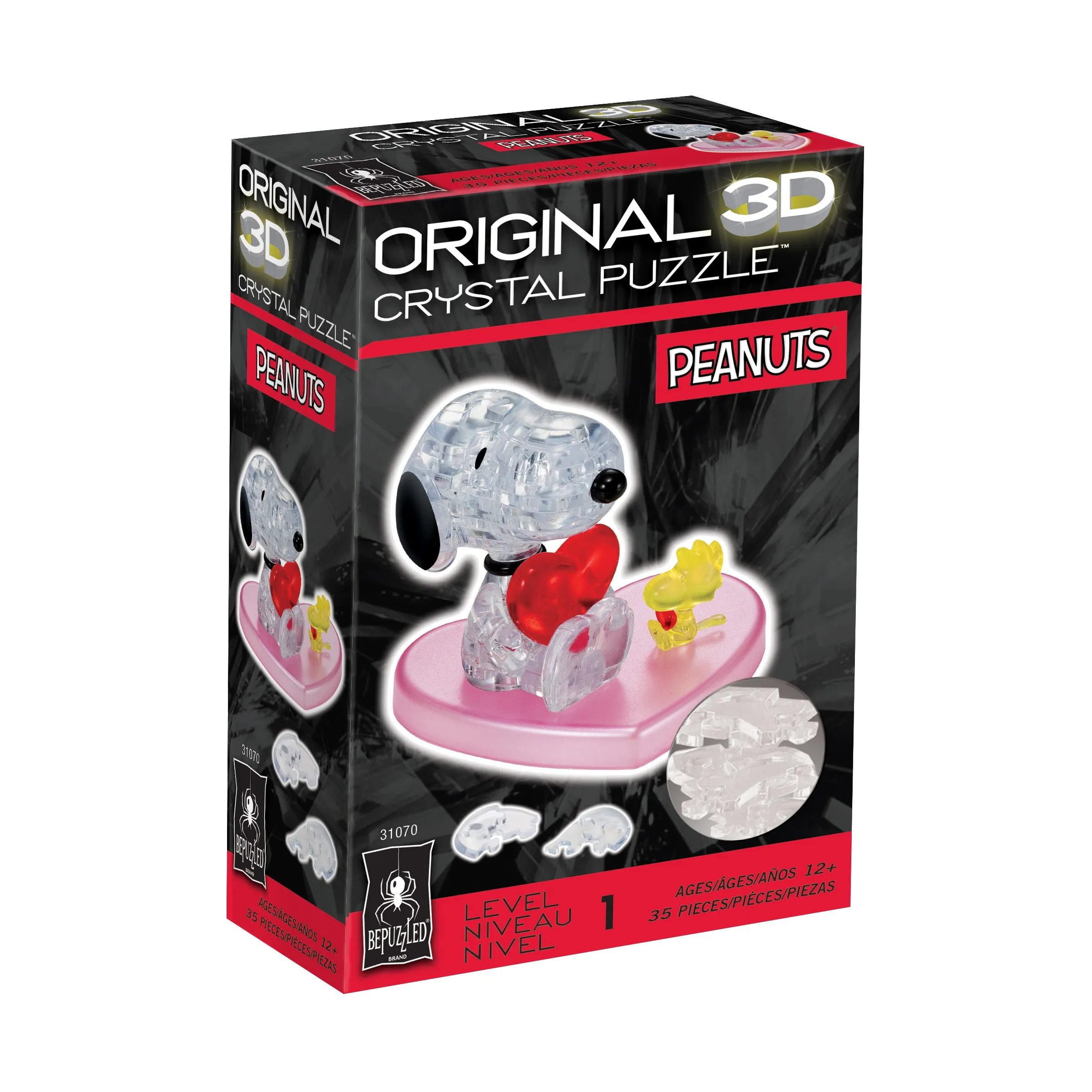 3D Crystal Puzzle - Peanuts Snoopy Heart: 35 Pcs