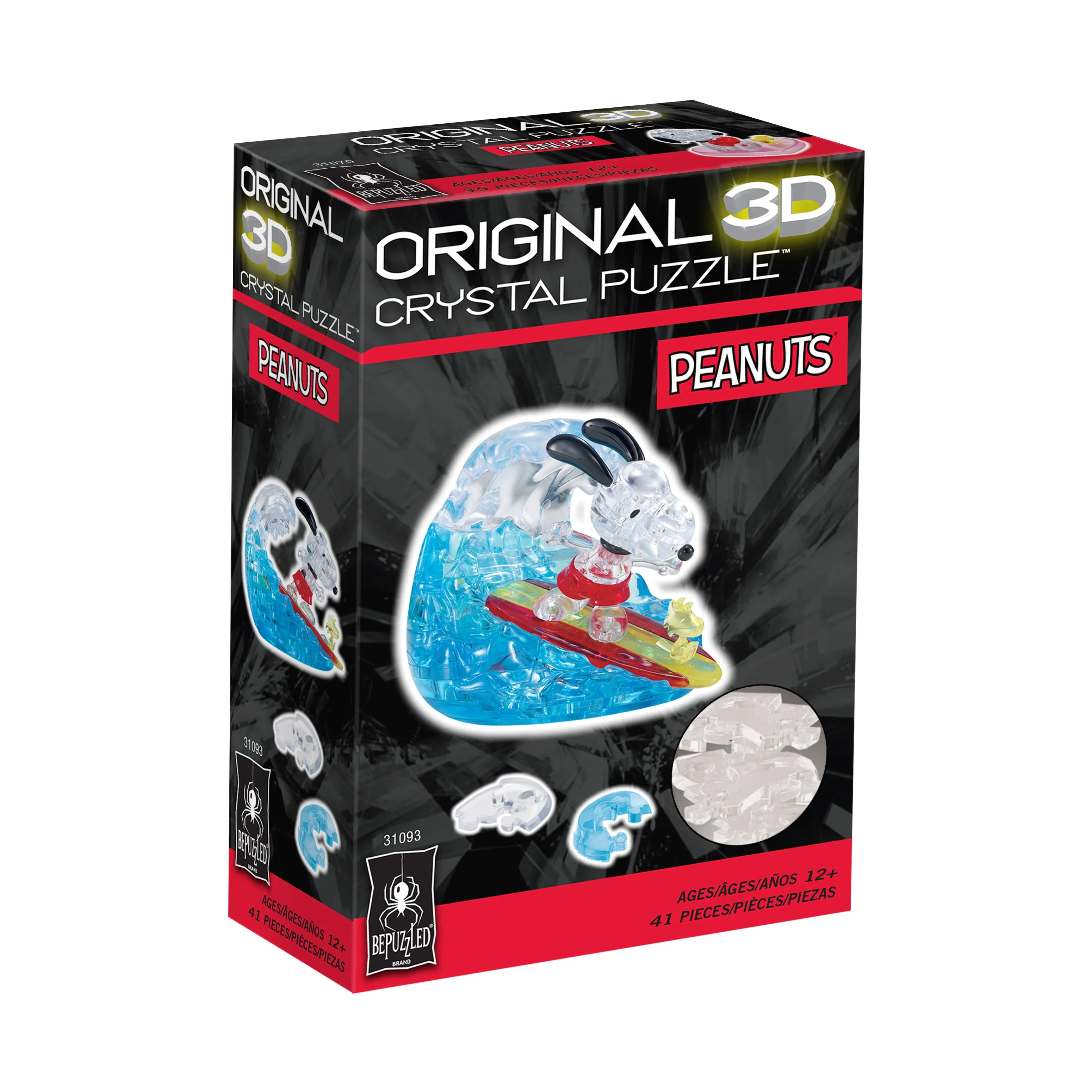3D Crystal Puzzle - Peanuts Snoopy Surf: 41 Pcs