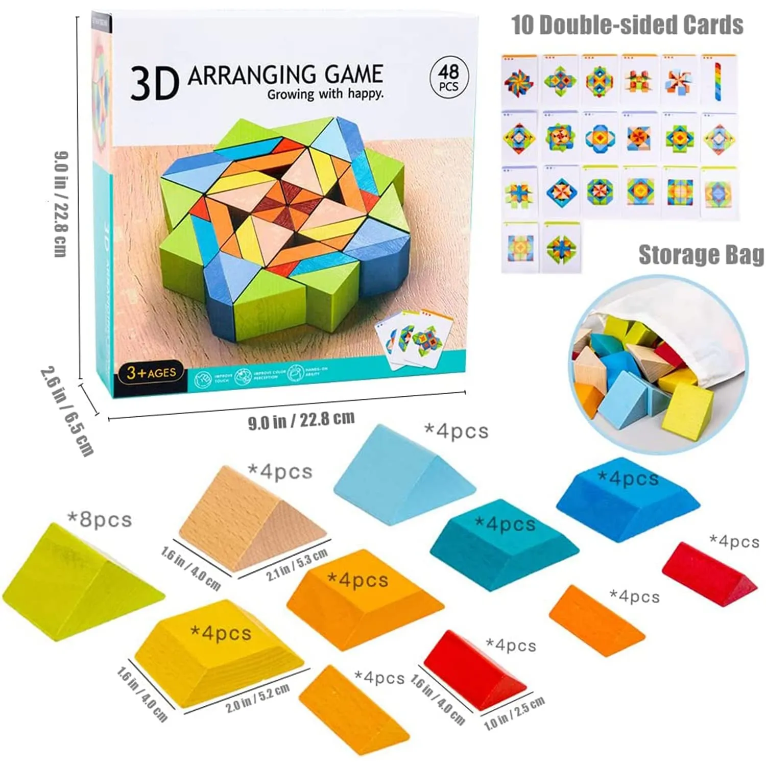3D Wooden Geometrical Arranging Mind Puzzle Challenge - 178
