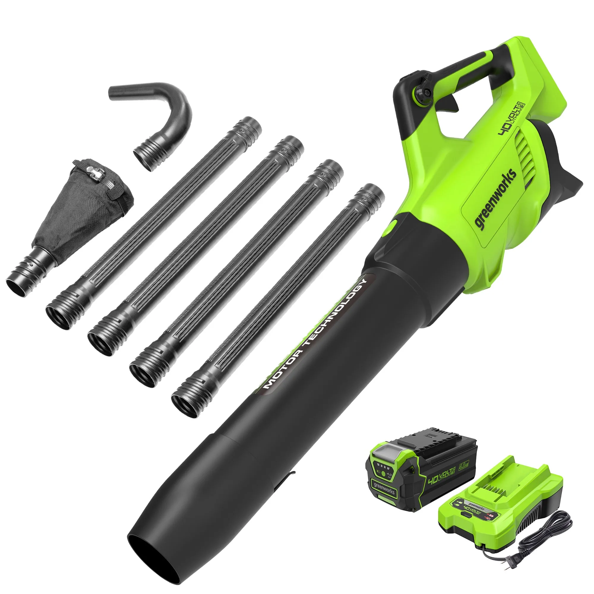 40V 550 CFM Cordless Battery Leaf Blower & Gutter Cleaning Kit Combo Kit w/ 4.0 Ah Battery & Charger