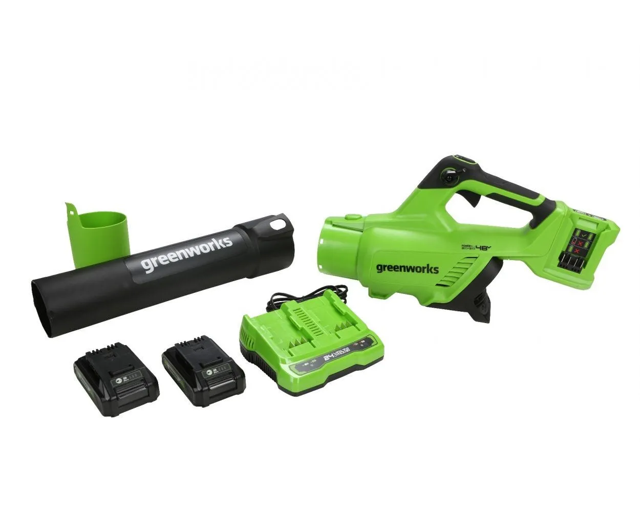 48V (2x24V) 585 CFM Cordless Battery Leaf Blower & Gutter Cleaning Kit Combo Kit w/ (2) 4.0 Ah USB Batteries & Dual Port Charger