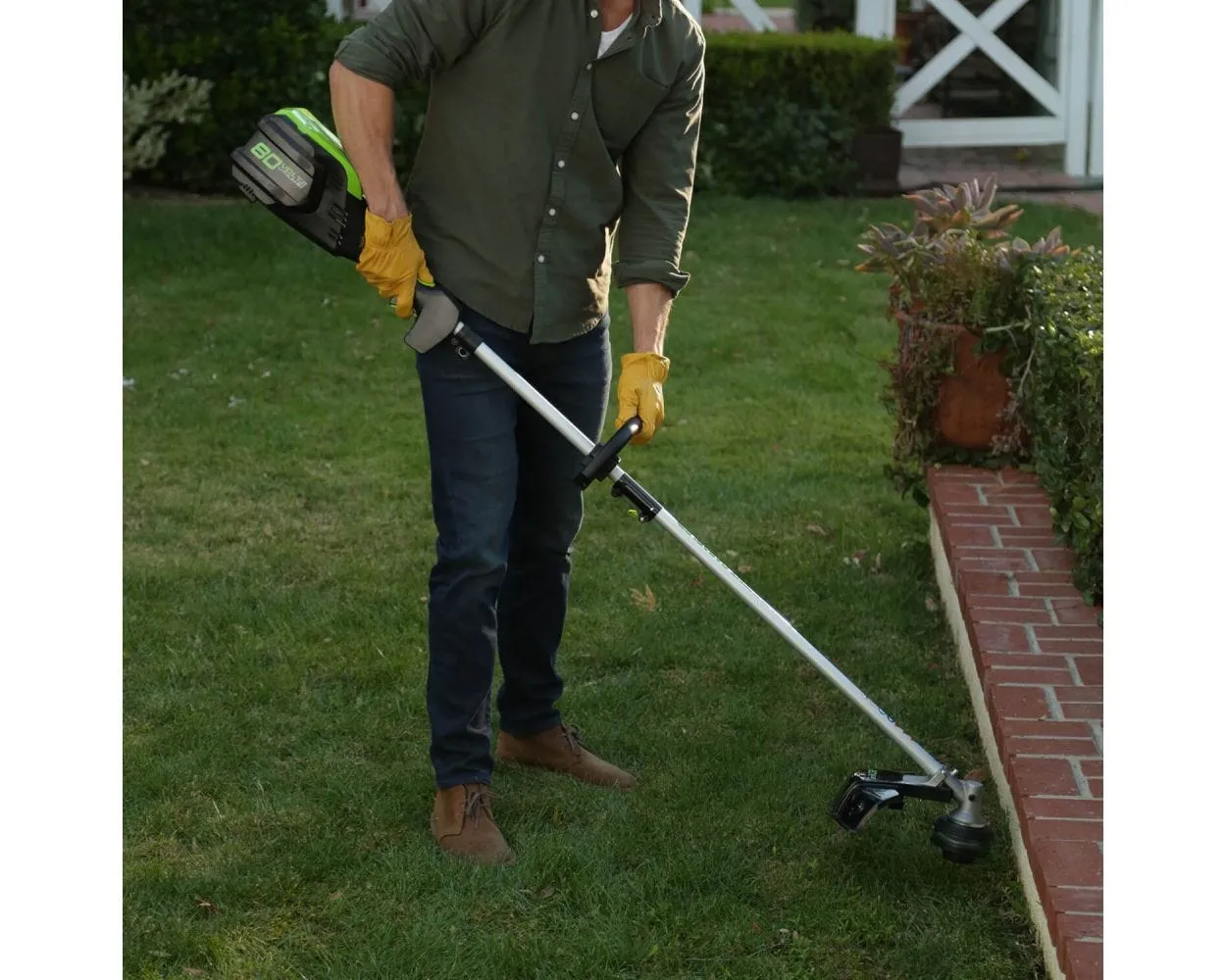80V 16" Cordless Battery String Trimmer (Attachment Capable) &10-Inch Cultivator Attachment Combo Kit w/ 2.0Ah Battery & Charger