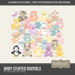 Baby Stuffed Animals Digital Scrapbook Kit