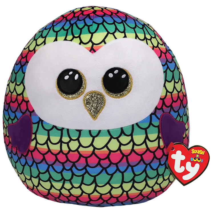 Beanie Babies: Owen Owl Rainbow Squish 14"