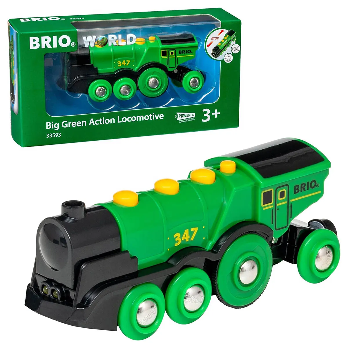 BRIO World: Big Green Action Locomotive Train with Sound and Lights