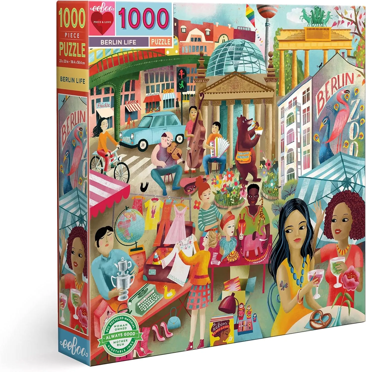 eeBoo 1000-Piece Jigsaw Puzzle Collection | Made from Recycled Cardboard | Multicolored