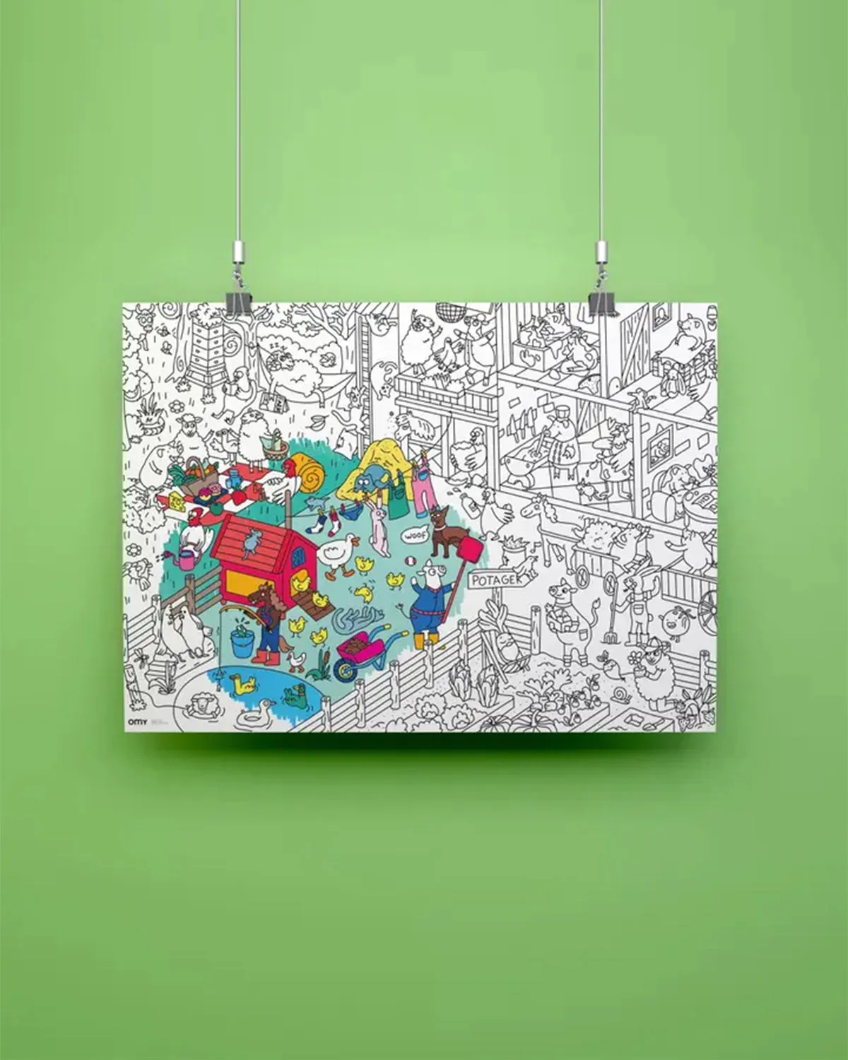Giant Coloring Poster - Crazy Farm <br> OMY
