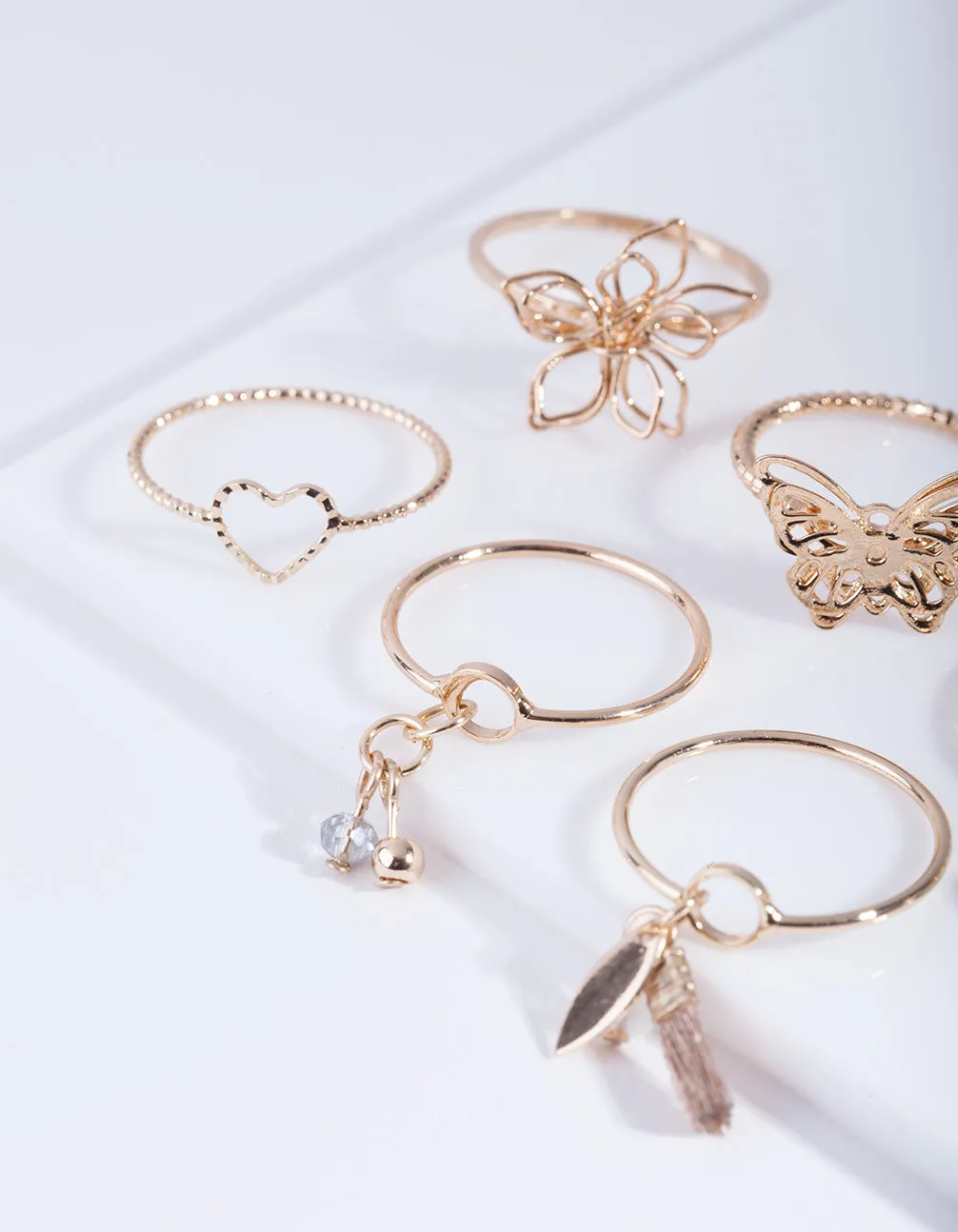 Gold Nature Shapes Ring Pack