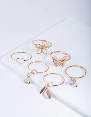 Gold Nature Shapes Ring Pack