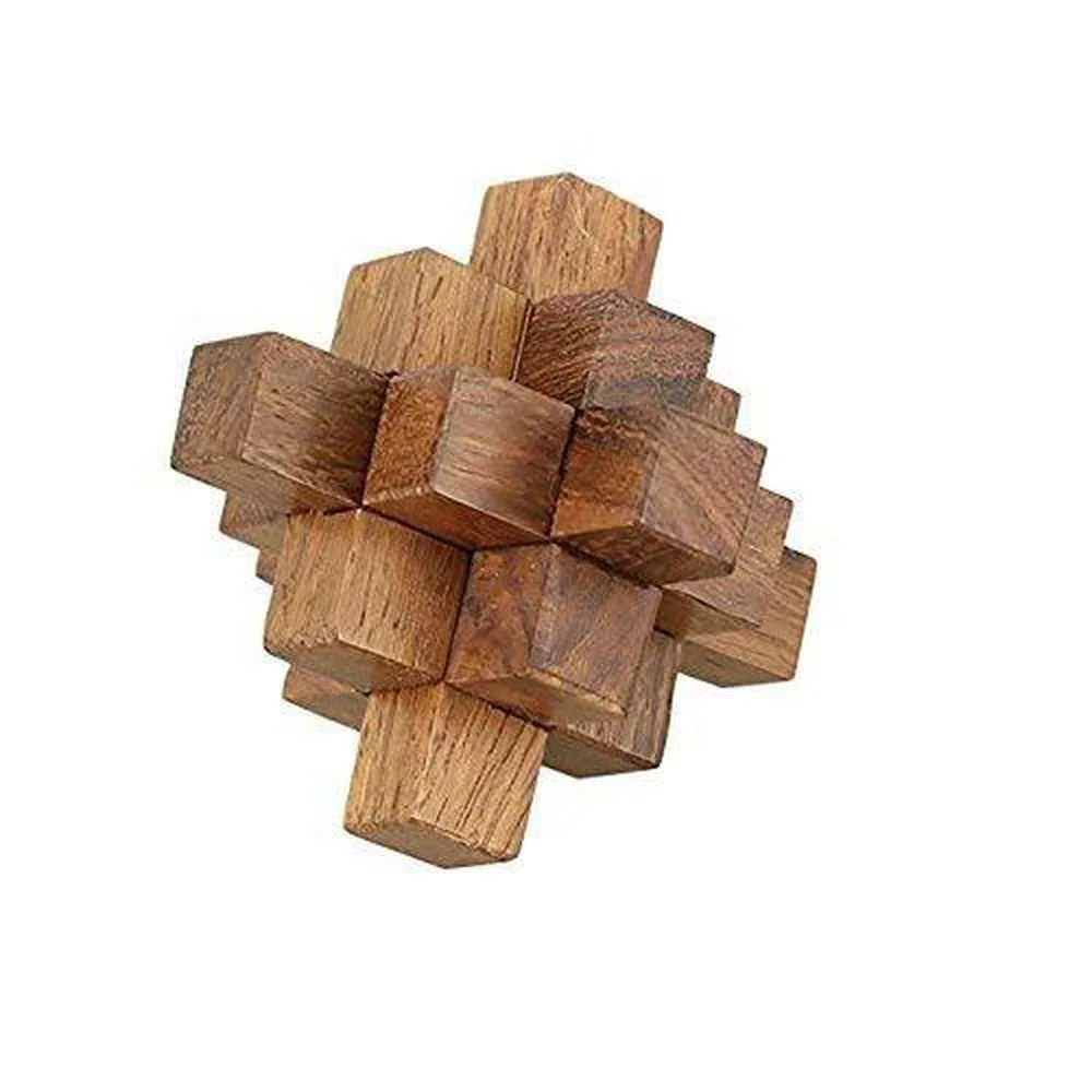 Handmade Wooden Crystal IQ Teaser Puzzle 3D Magic Game Mini Cross for Children