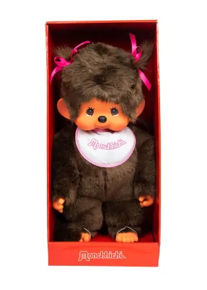 Monchhichi Pink Girl With Bib - Large Size