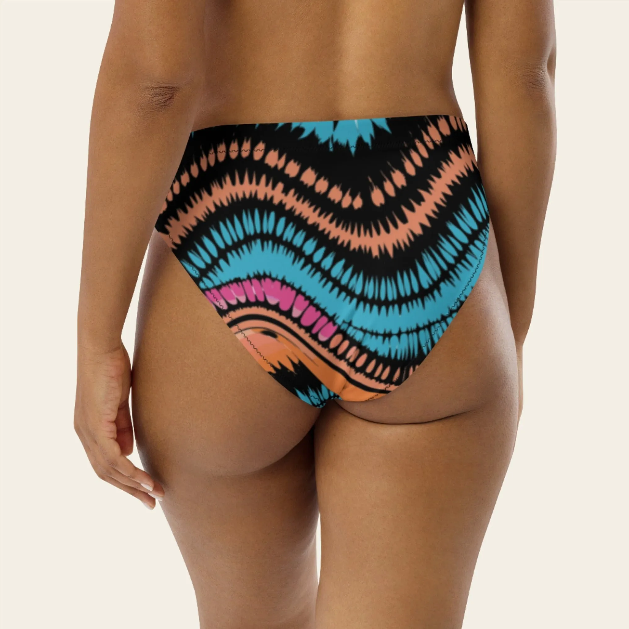 Recycled High-Waisted Bikini Bottom Peachy Crush Waves
