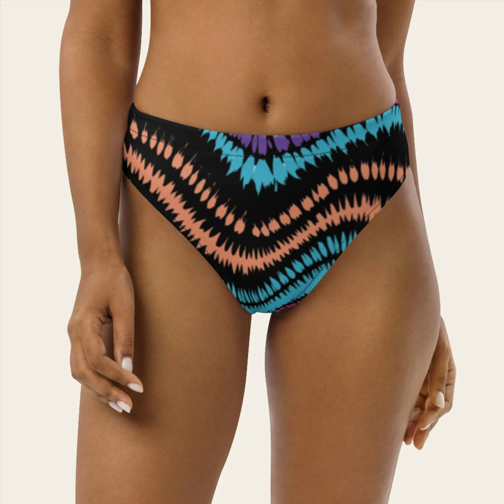Recycled High-Waisted Bikini Bottom Peachy Crush Waves