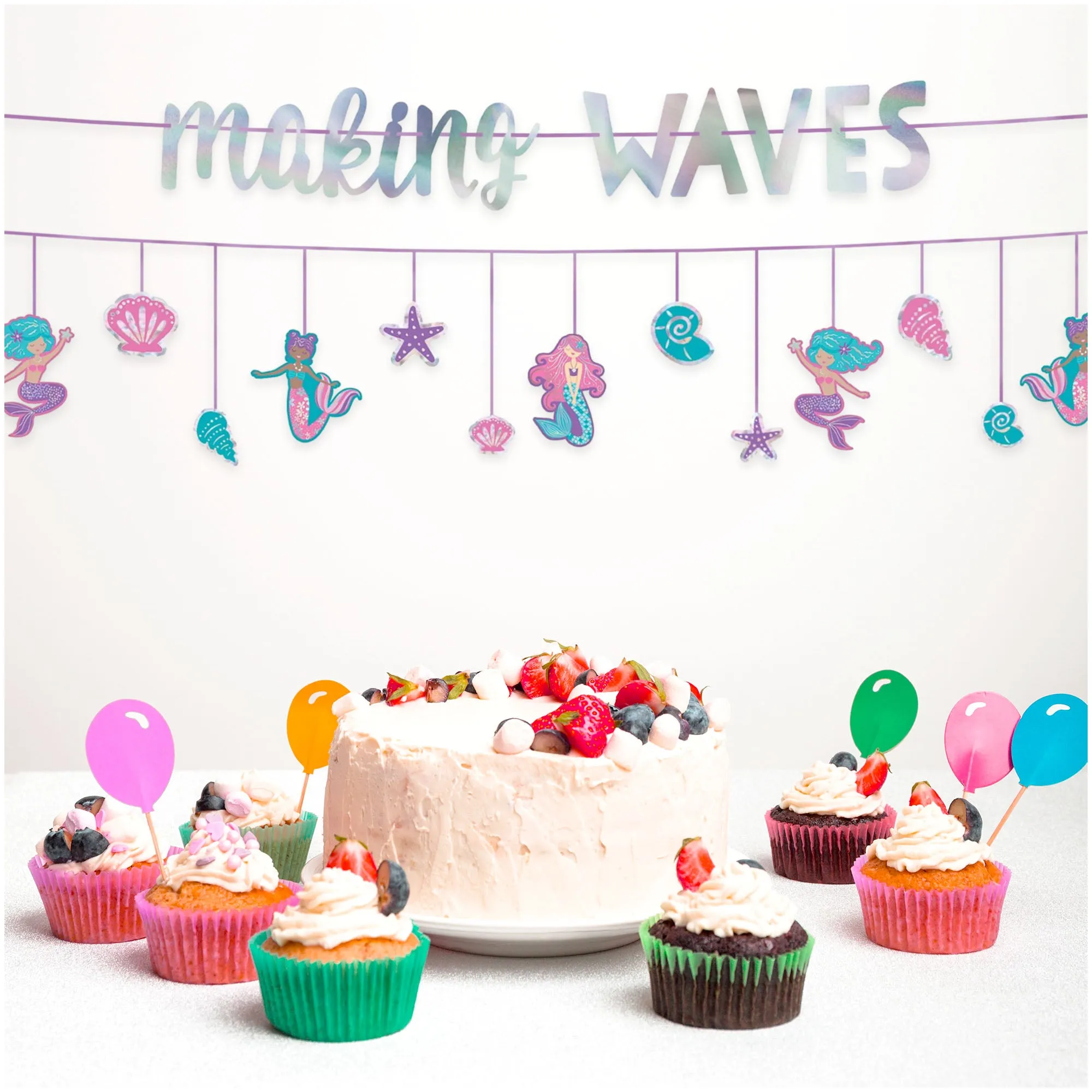 Shimmering Mermaids "Making Waves" Double Banner Kit Birthday Party Decoration
