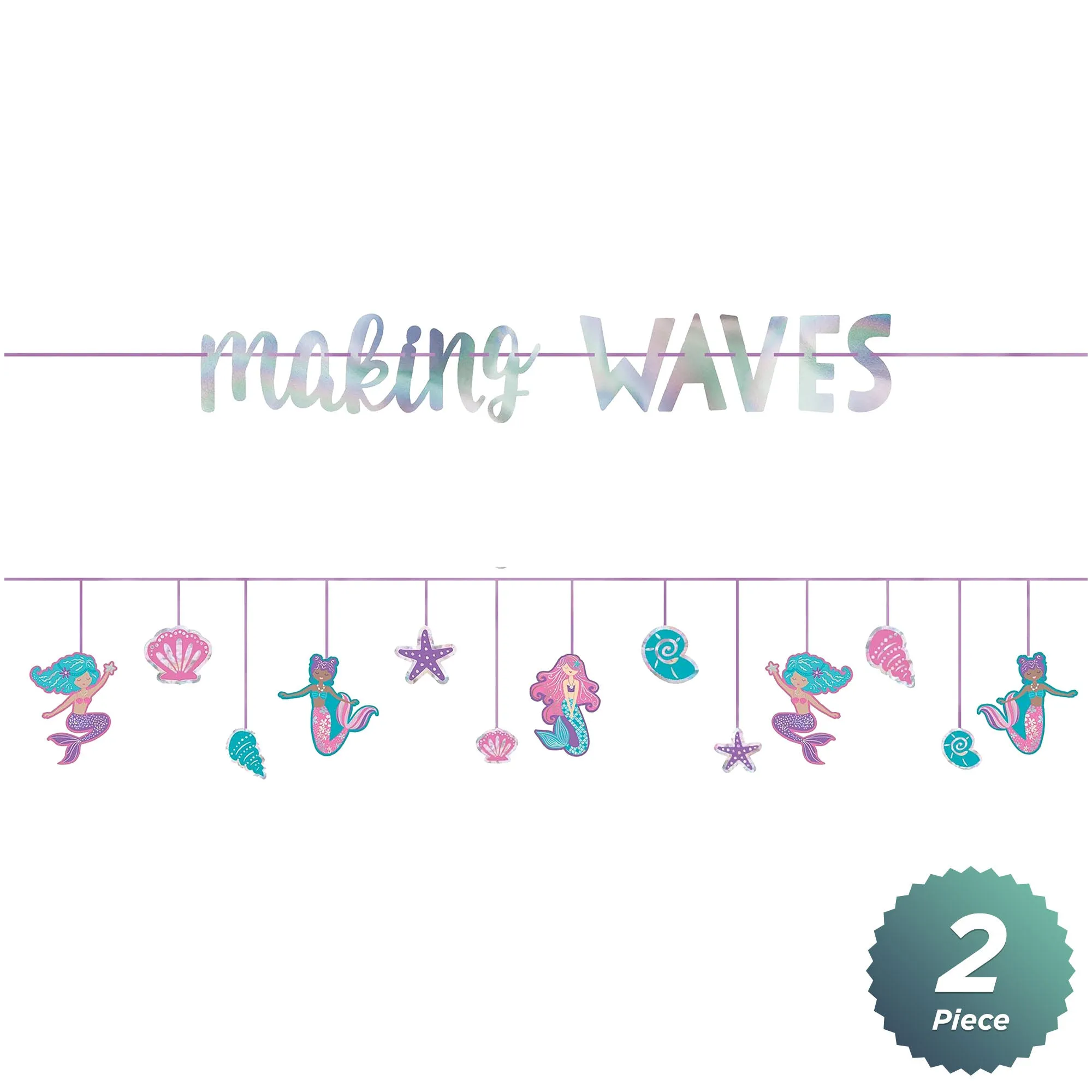 Shimmering Mermaids "Making Waves" Double Banner Kit Birthday Party Decoration