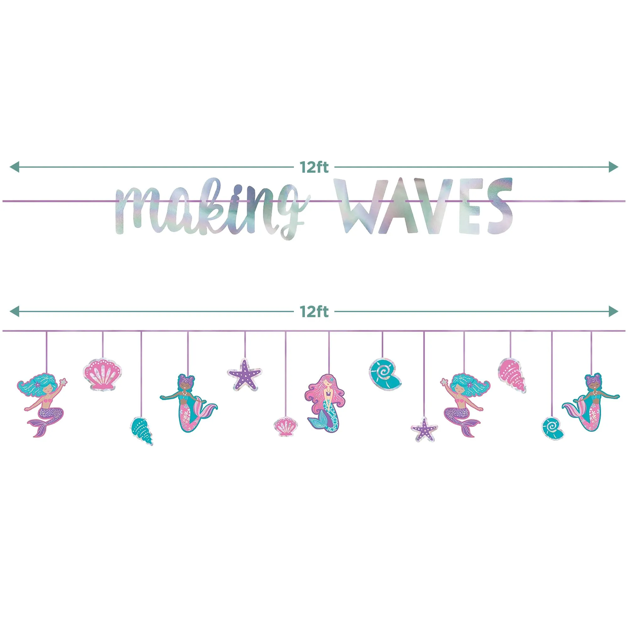 Shimmering Mermaids "Making Waves" Double Banner Kit Birthday Party Decoration