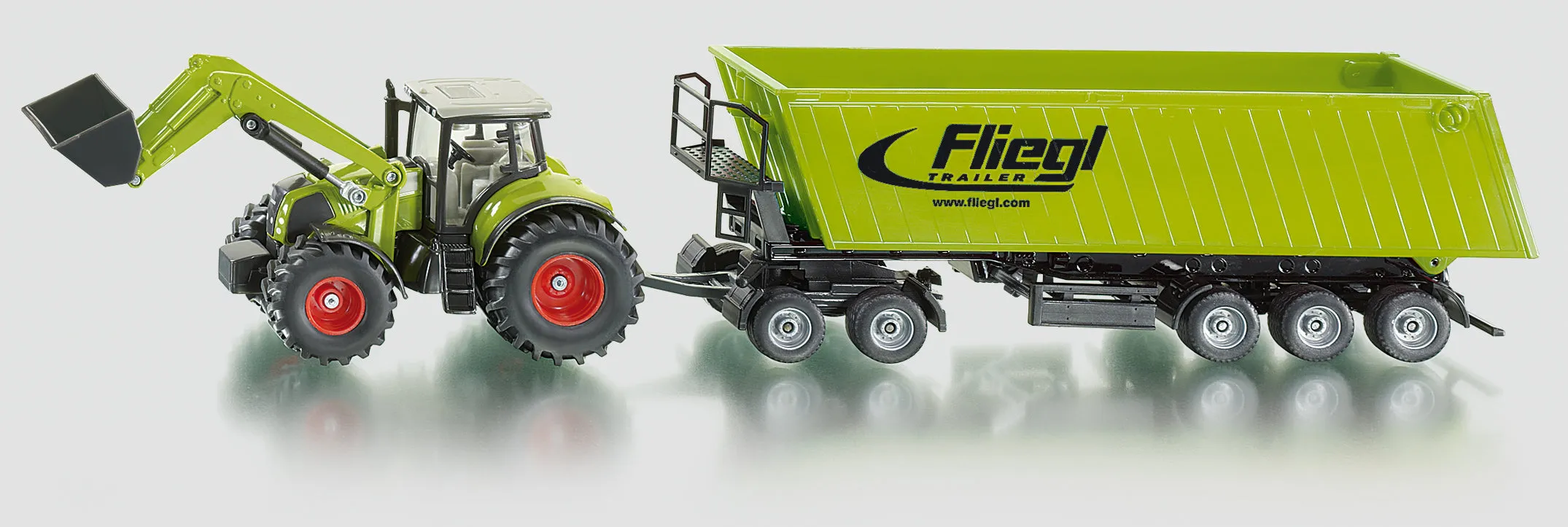 Siku 1949 1:50 Claas Tractor With Front Loader & Dolly & Tipping Trailer