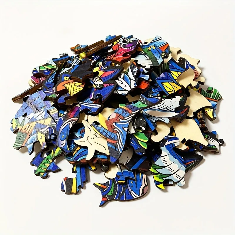 Starry Night God Tree Wooden Puzzle Unique Shape Animal Brain Teaser Toy