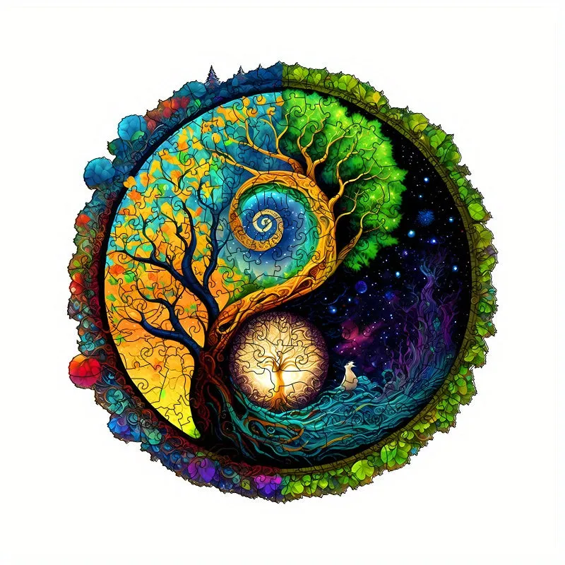 Starry Night God Tree Wooden Puzzle Unique Shape Animal Brain Teaser Toy