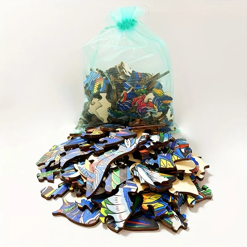 Starry Night God Tree Wooden Puzzle Unique Shape Animal Brain Teaser Toy