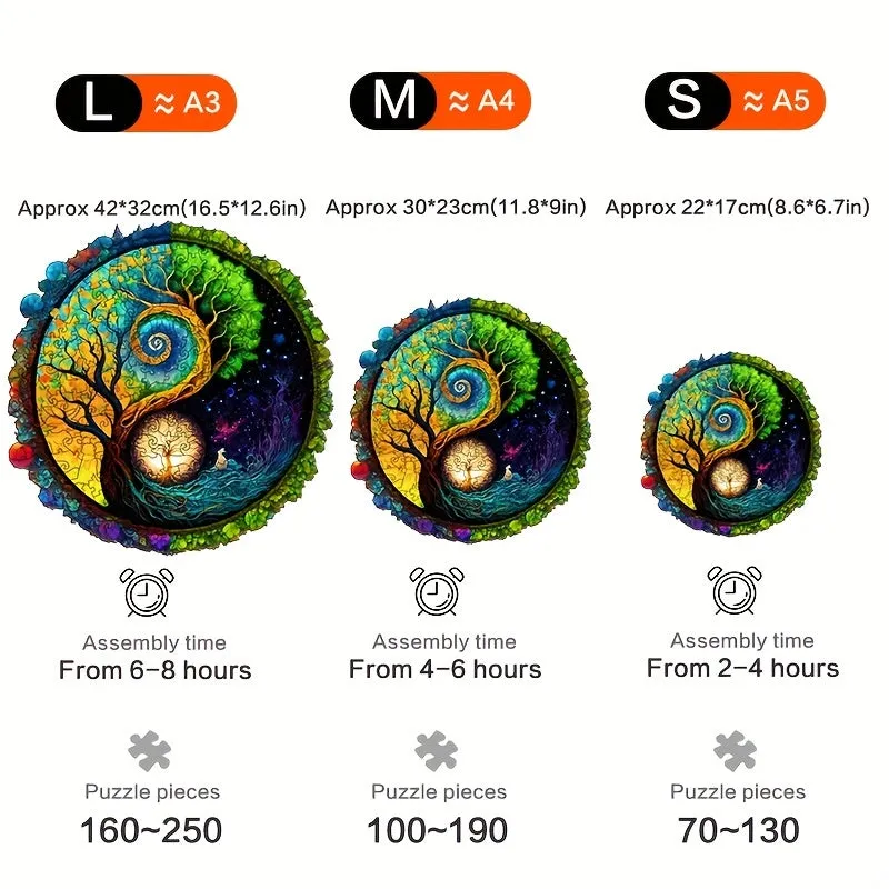 Starry Night God Tree Wooden Puzzle Unique Shape Animal Brain Teaser Toy
