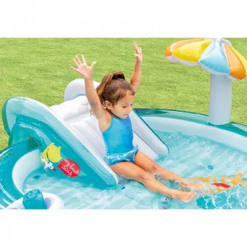 Super Cool Kids Outdoor Fun Inflatable Gator Kiddie Pool with Slide