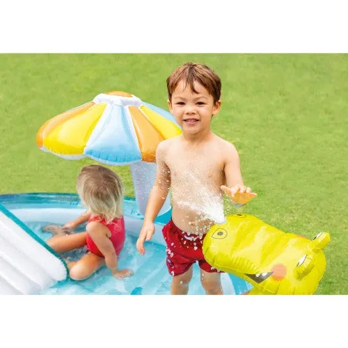 Super Cool Kids Outdoor Fun Inflatable Gator Kiddie Pool with Slide