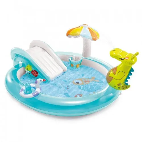 Super Cool Kids Outdoor Fun Inflatable Gator Kiddie Pool with Slide