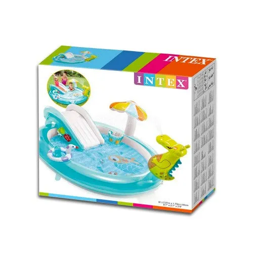 Super Cool Kids Outdoor Fun Inflatable Gator Kiddie Pool with Slide