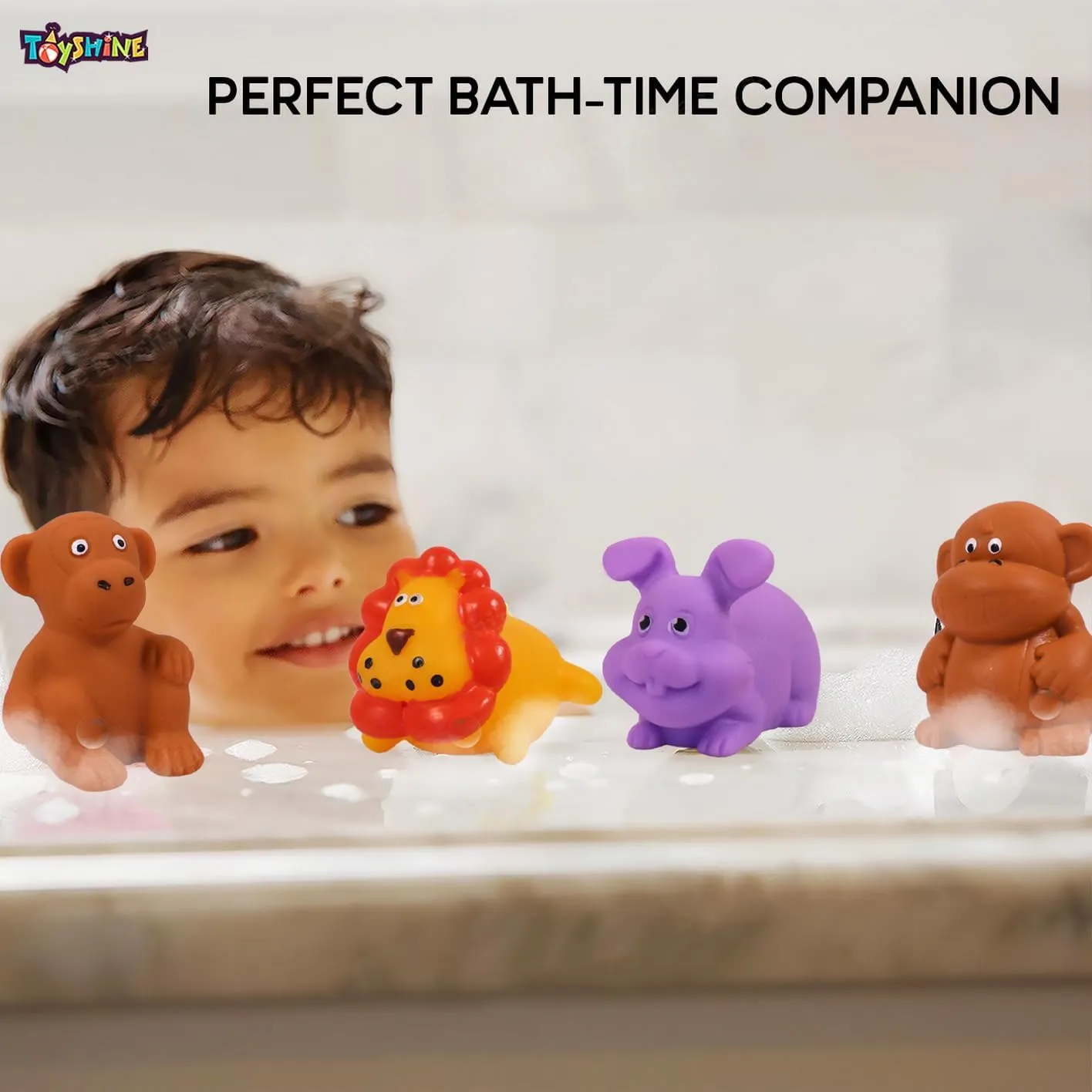 Toyshine Baby Pool Toys | 3 ft. Bath Tub with 12 pc Chu Chu Squeezy Animal | Toys for 1-3 Years Indoor & Outdoor Swimming Pool for Kids