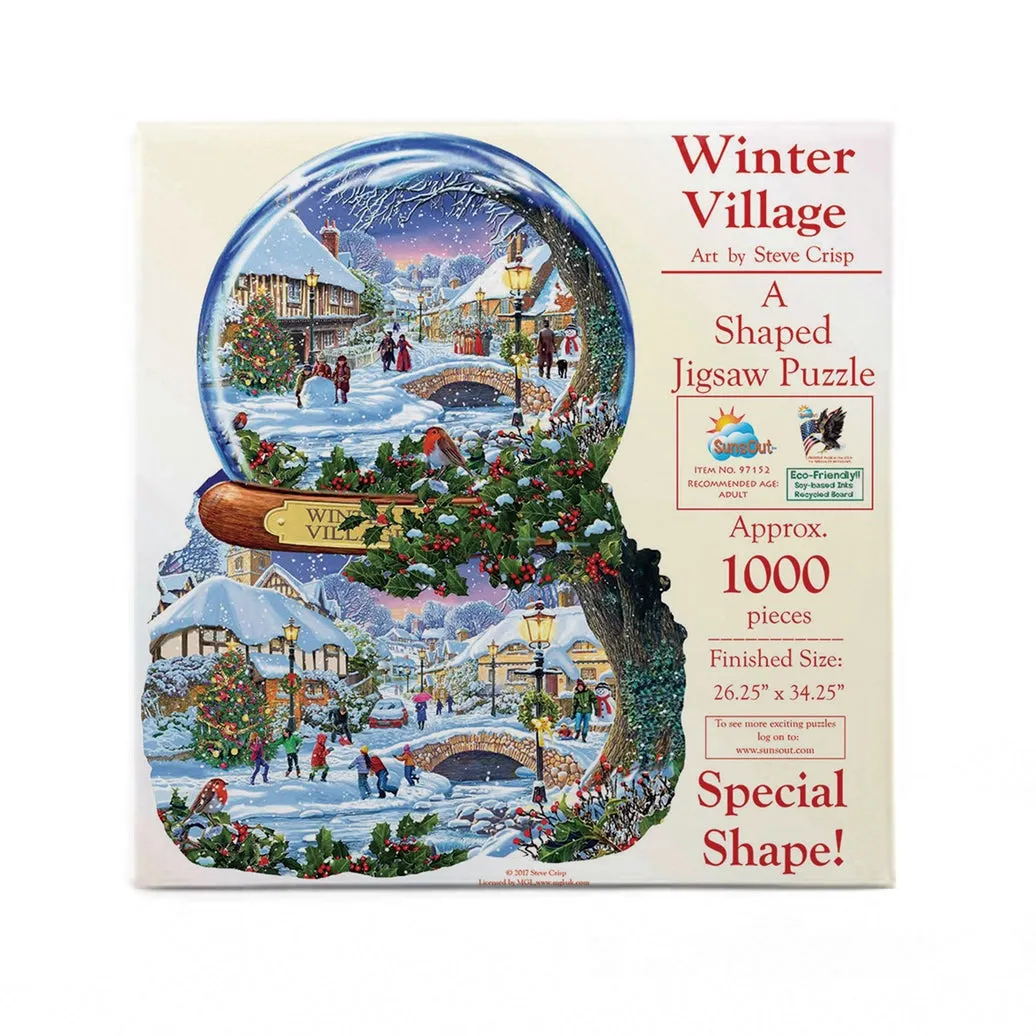 Winter Village "Snow Globe" Shaped 1000pc Puzzle
