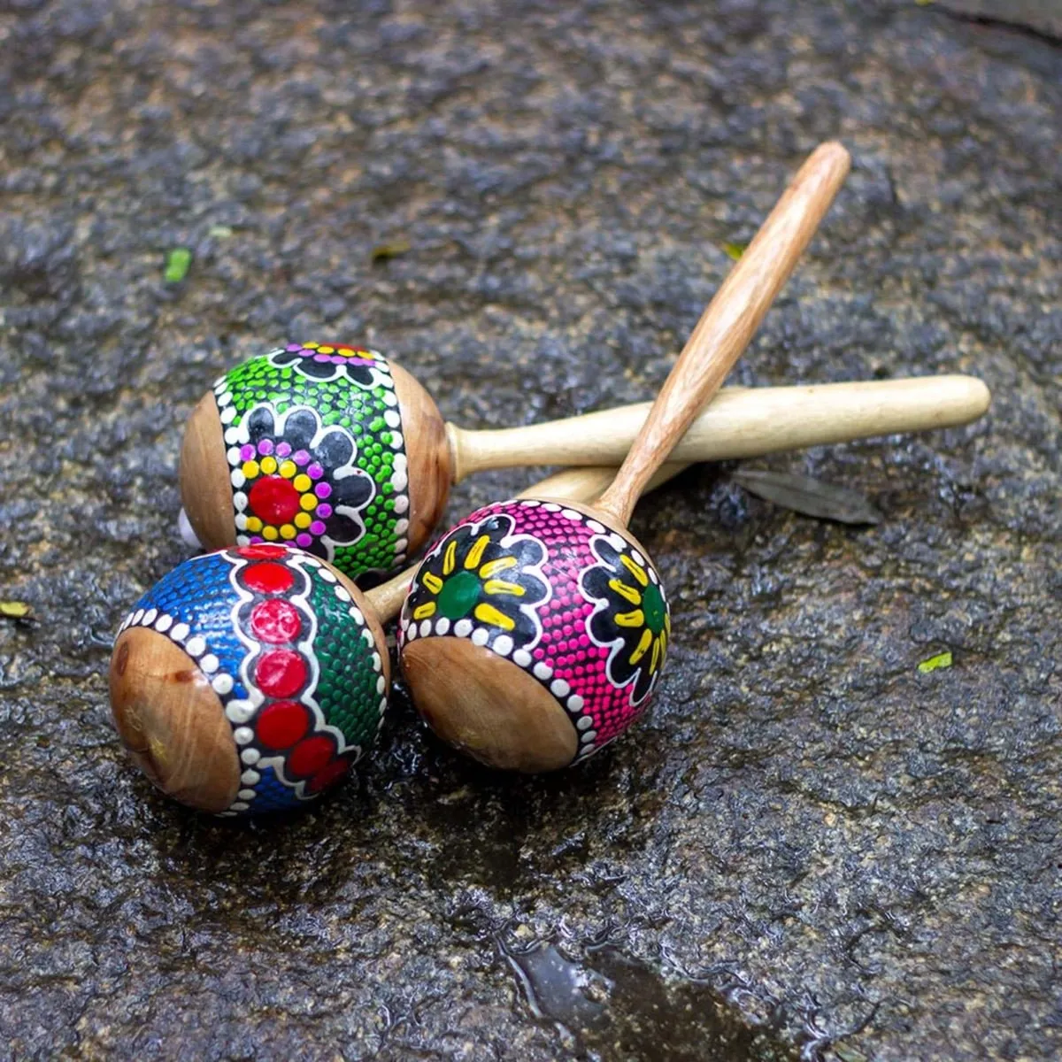 Wooden Maracas Shaker Painted