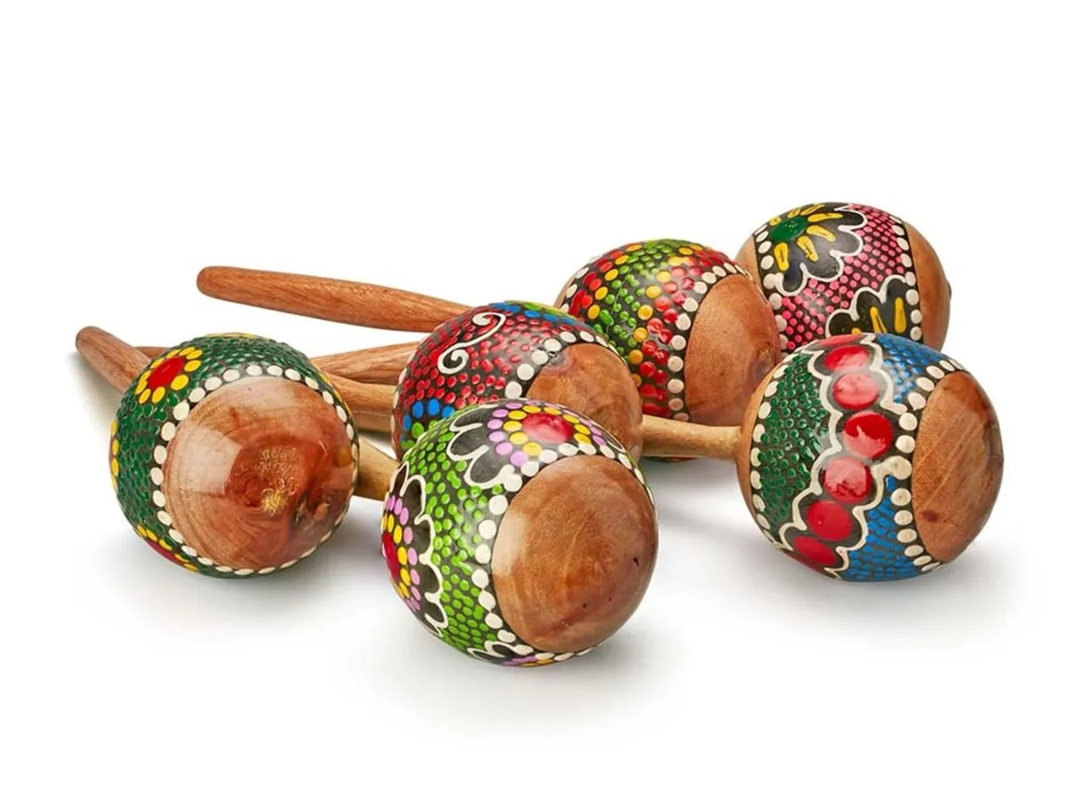 Wooden Maracas Shaker Painted
